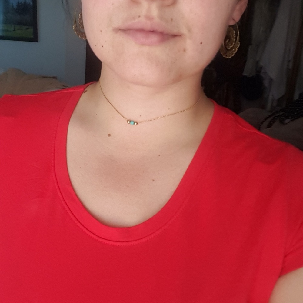 Teal and gold necklace